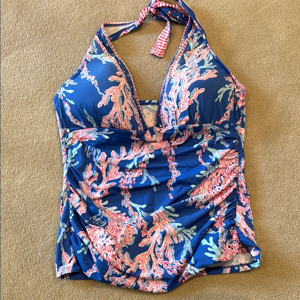 COPY - Size 12 halter swim top with side ruching. Lilly Pulitzer